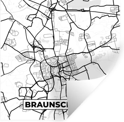 Muurstickers - Sticker Folie - Braunschweig - Stadskaart - Kaart - Plattegrond - 100x100 cm - Plakfolie - Muurstickers Kinderkamer - Zelfklevend Behang XXL - Zelfklevend behangpapier - Stickerfolie