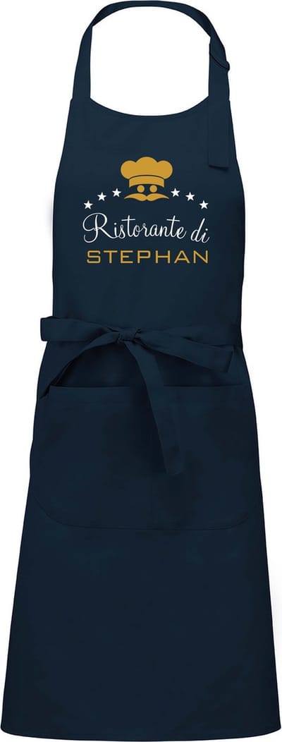 Cadeauschort - tekstschort - Keukenschort - BBQ schort - verjaardag - vaderdag - Ristorante di - met voornaam - mannen - navy blauw