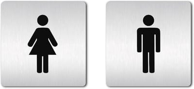 XXL Toiletbordjes 125 x 125 mm Set Dames en Heren - Stabiele Aluminium Borden