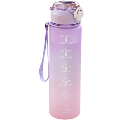 1000ml Plastic Waterfles met Tijdmarkering Buiten Fitness Sport Lekvrij Drinkbeker met Handvat Sportketel