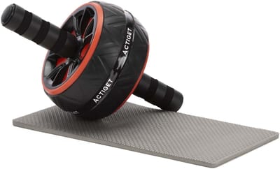 Actiget® Buikspierwiel | AB Wheel | Buikspierroller | Inclusief Kniemat | Extra Breed | Zwart/Rood