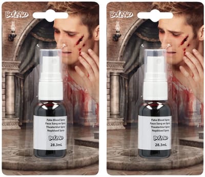Boland Carnaval/Halloween nepbloed - 2x - spray - 28 ml - griezel/thema feesten - spetters en druppels