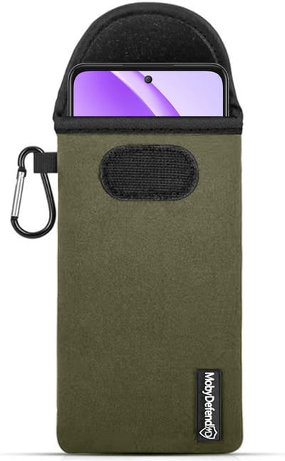 MobyDefend Hoesje - Geschikt voor Oppo A80 5G - Neopreen Pouch Met Karabijnhaak - Insteek - Riemlus - Groen