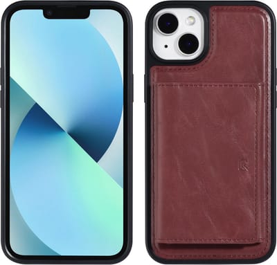UNIQ Accessory Back Cover Wallet Case voor Apple iPhone 14 Plus - Rood PU-Leer met Bescherming