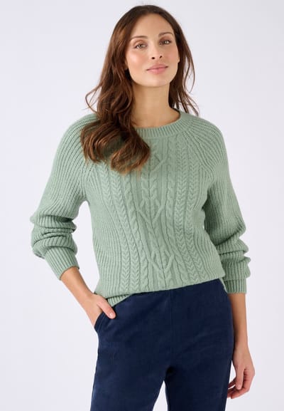 Damart - Kabelgebreide Thermolactyl trui - Dames - Groen - XL