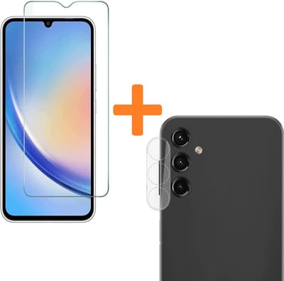 Display Bescherming Schermprotector Tempered Glass Screen Protector + Camera lens Beschermer Transparant Geschikt voor: Samsung Galaxy A14