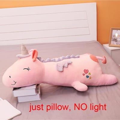 60-125cm Gigantische Schattige Gloeiende LED Licht Eenhoorn Pluche Speelgoed Schattig Lichtgevend Dier Kussen Gevuld Poppen voor Kinderen Kinderen Cadeaus 60cm