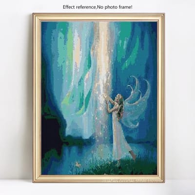 Peinture diamant personnes et lumière, broderie complète de strass ronds à l'aneth 20X30CM gray