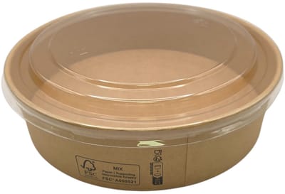100 Stuks Kartonnen Saladebakjes met deksel - 1100 ml Kraft Salade bowl - pokébowl - saladebakken met deksel - 1100cc - bruin bakje - Ronde saladeschaal met deksel - 1100ml - lunchbox - rond bakje - bakje - bakjes met deksel - takeaway bakjes
