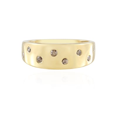 Cavill - Zilveren Ring - 925 Sterling Zilver Verguld - I2 Champagne Diamanten 0,18 ct - Ronde Briljant Bezel Zetting - De Melo Essence