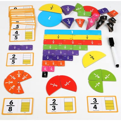 Houten Wiskunde Breuken Leer Set Met Kaart Breuk Ontbindingsplaat Montessori Leermiddel Kinderen Educatief Wiskunde Speelgoed blue