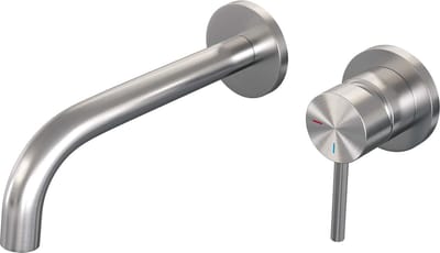Brauer Brushed Edition inbouw wastafelmengkraan met gebogen uitloop en rozetten model A1 RVS geborsteld PVD