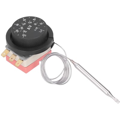 Interrupteur Thermostat de Ventilateur Électrique Réglable Conception 3 Broches Kit Sonde de Contrôle de Température gray