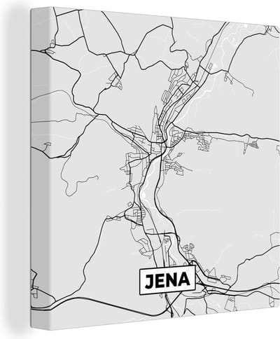 Canvas Schilderij Duitsland - Plattegrond - Jena - Kaart - Stadskaart - 20x20 cm - Wanddecoratie