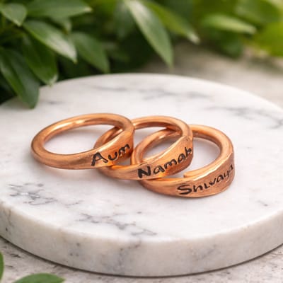 Puur koperen set ringen Aum Namah Shivaya