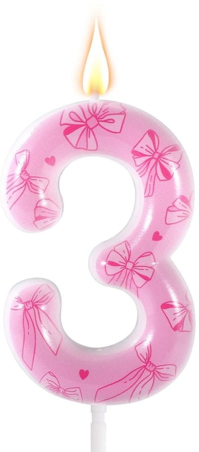 Dailygoods - Verjaardagskaars - Cijferkaars - Elegante strik-thema - Roze - Feestdecoratie - Prinses thema - Voor vrouwen en meisjes
