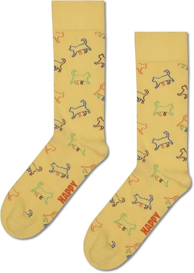 Happy Socks Kitten Love Natural Dye Sock - unisex sokken - geel - Unisex - Maat: 36 - 40