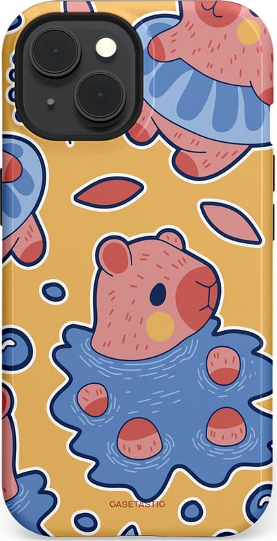 Casetastic Hoesje Geschikt voor Apple iPhone 15 Magsafe - Stijlvolle Beschermende Duo-layer Case - Capibara plons