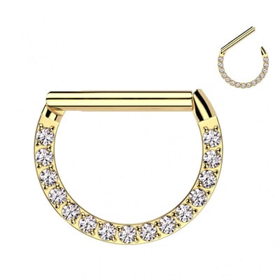 Piercing PVD front facing gemmed style 1.2x8 - goud - LMPiercings