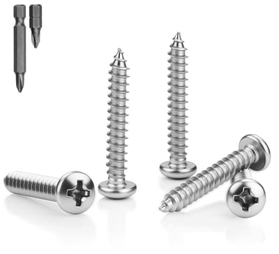 Ronde kop houtschroeven van roestvrij staal 304, 12 mm lang, 60 stuks, zelftappend, voor meubels en kasten