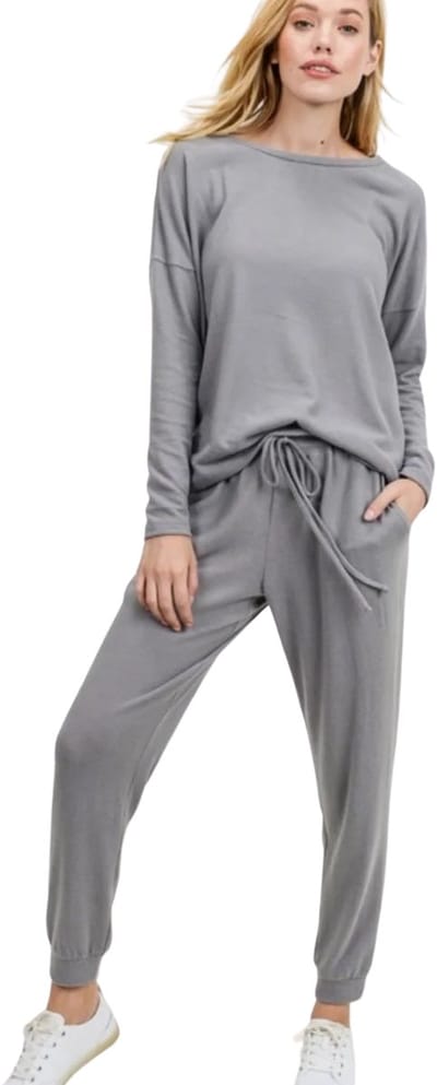 Stijlvolle Dames Huispak / Tracksuit / Joggingspak | 2-Delig Home Wear / Trainingspak | Sport Kleding | Grijs - XL