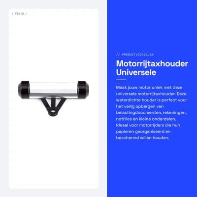 Dailygoods- Belastingplaat Houder Waterdicht - Universele Tube Houder - Aluminium Beugel - Zwart - Afmetingen 11 x 2,5 cm - Geschikt voor de meeste motorfietsen - Motorfiets Belastingplaat