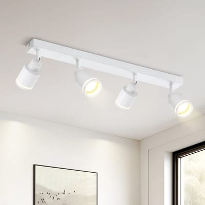 NETTLIFE Opbouwspot - GU10 Fitting - 4-Lichts - rechthoekig - Wit - Moderne Plafondlamp - L 55cm - Metaal - 355° kantelbaar - Plafondspot - voor Woonkamer | Slaafkamer | Gang - Zonder Lichtborn