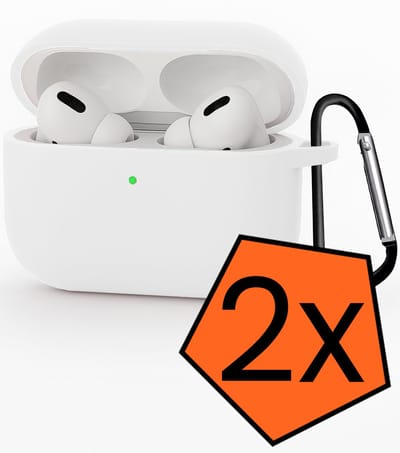 Hoesje - Geschikt voor Apple Airpods Pro 3 - met Clip - Siliconen Hoes - Silicone Case Cover - Wit