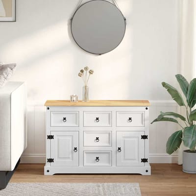 vidaXL - Opbergkisten - CORONA - Wit - 112 - x - 40 - x - 75 - cm - Massief - grenenhout