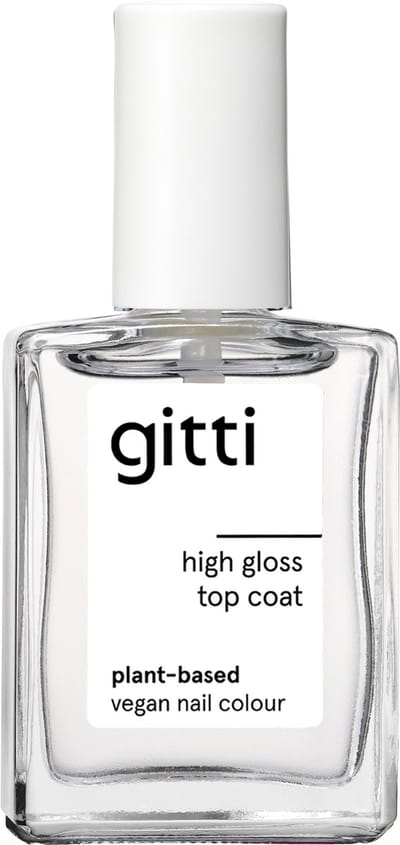 Gitti High Gloss Top Coat - nagellak - topcoat - finishing touch - glans op de nagels - minimaal 82% natuurlijk - 23 vrij - manicure - blijft 10 dagen zitten - unieke, sterke vegan formule