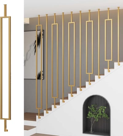 Trapleuning Metaal - Balustrade Paal - Valbeveiliging Trap - Aanpasbaar Ontwerp - 220 cm Lengte - Goud Finish