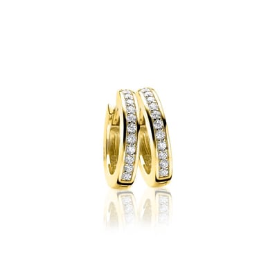Zinzi zilveren oorringen 14K geel verguld 17 x 3mm witte zirconia's ZIO186Y