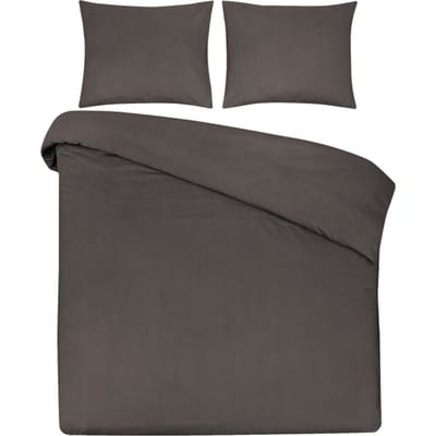 DoubleDry Dekbedovertrek 100% Natuurlijk Katoen - Eenpersoons 140x200/220 cm + 1 Kussensloop - Ademend & Zacht - Antraciet