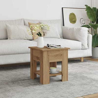 vidaXL - Salontafel - 40x40x42 - cm - bewerkt - hout - artisanaal - eikenkleur