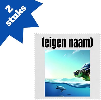 Akyol - schildpad in de zee met eigen naam brillendoekjes - Schildpad - schildpad liefhebbers - iemand die houdt van schildpadden - verjaardag - cadeau - kado - geschenk - 17,8 bij 17,8 cm - 2 stuks