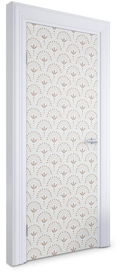 Wallfluent Deursticker - Geometrisch bloemenpatroon Deurfolie - 75 x 205 cm - Romig Deur plakfolie - Moderne Deur Sticker - De resterende Deurbehang Sticker - Deursticker voor de Keuken - Deur Sticker