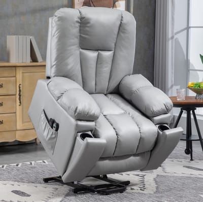STILVORA Fauteuil 94 x 96 x 106 cm - Elektrische Relaxfauteuil Met Opsta Functie En Massage - Voor Woonkamer - Kunstleer Donkergrijs