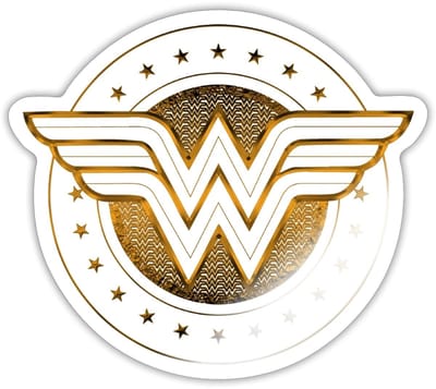 DC Comics Wonder Woman Classic Logo Gold Sticker maat S (10 x 10 cm)