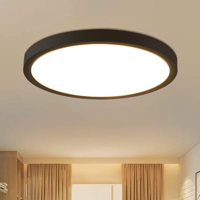 NETTLIFE badkamer plafonnière - Zwart - rond - klein - warmwit licht - 15 W - ⌀23cm