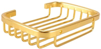 Dailygoods- Zeephouder - Roestvrij Staal - Wandmontage - Luxe Gouden Afwerking - Antislip - 13 x 9 x 3 cm - Drukgevoelige Bevestiging - Zeepdispenser