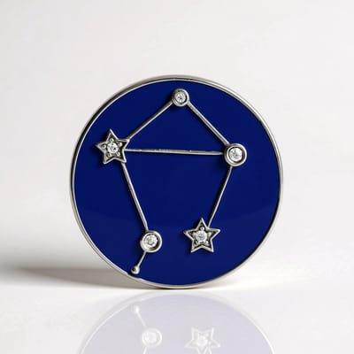 Cavill - Zilveren Hanger Weegschaal - 925 Sterling Zilver Platina Geplateerd - Cambodjaanse Zirkoon 0,081 ct - Kosmisch Design - Rond 23 mm