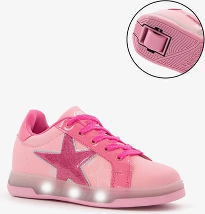 Breezy Rollers Kinder Sneakers met Wieltjes - Lichtroze LED - Schoenen met wieltjes - Rolschoenen - Maat: 37