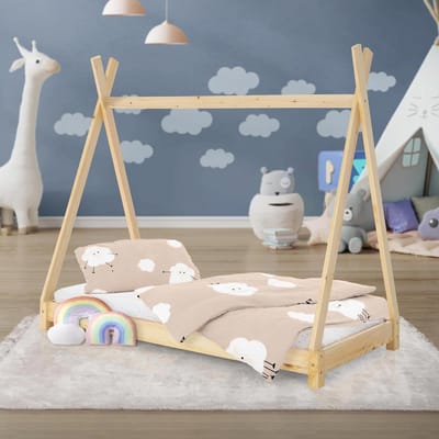 Optimaal Kinderbed Tipi 70 x 140 cm - Natuurlijke Houten Speel- en Slaapruimte voor Kinderen
