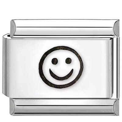 Quiges - Schakel - Bedel - 9mm - charms - Kleurrijk - Laser - Smiley - Geschikt voor - armband - Schakelarmband - italy bedels armband