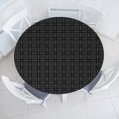 ABAKUHAUS Abstract Elastisch Rond Tafelkleed, Allround Elastisch Stoffen Tafelkleed, 114 cm - 142 cm, Anthracite Grey Light Grey