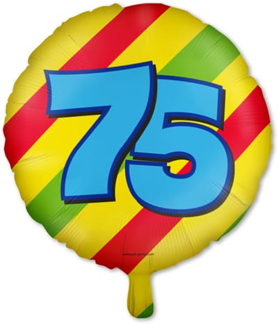 LUQ – Folie Ballon Happy Party 75 Jaar – Veelkleurig Design – Luxe Verjaardag Decor – Feest Versiering – Helium Ready