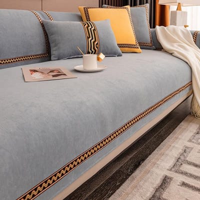 Chenille canapé coussin housse de canapé Style nordique nouveau quatre saisons universel antidérapant siège housse de coussin tissu serviette siège coussin 70*70cm gray