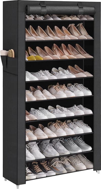 ACAZA Schoenenkast - Schoenenrek - 9 Niveaus - Tot 40 Paar Schoenen - 160 x 88 x 28 cm - Zwart