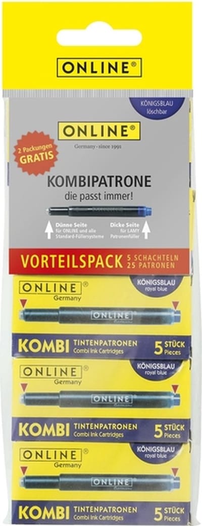 Tintenpatrone Online Kombi blau Blister mit 5 Kartons à 5 Stück