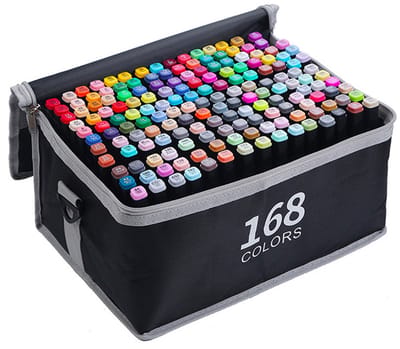168 Stuks Voor Volwassenen- Alcohol Markers in Luxe Opbergtas - Dubbelzijdige Stiften voor Kleuren en Tekenen - Markeerstiften